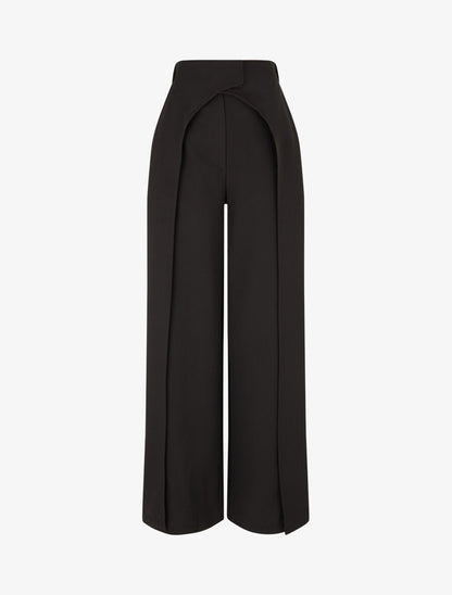 Pantalon à large pans superposés - Noir - 1