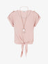 Top uni à nouer et manches courtes - Vieux rose - 1