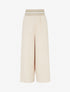 Pantalon droit à taille haute élastiquée - Beige - 1