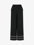 Pantalon ample à bords brodés - Noir - 1