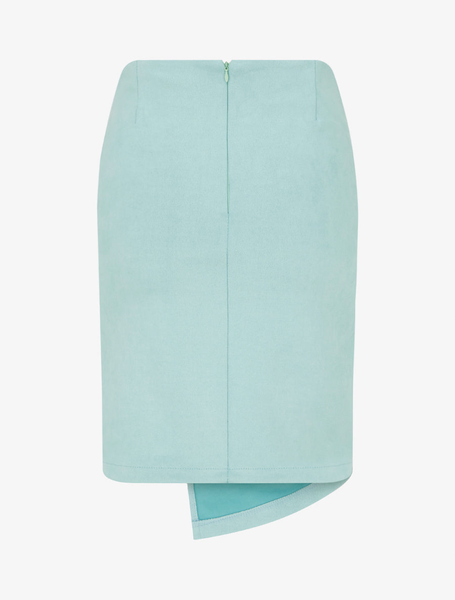 Jupe droite en suédine effet torsadé - Vert d&