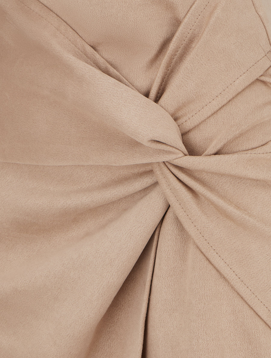 Jupe droite en suédine effet torsadé - Beige - 3