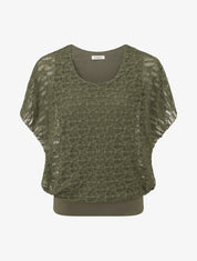 Top boule en dentelle - Kaki - 1