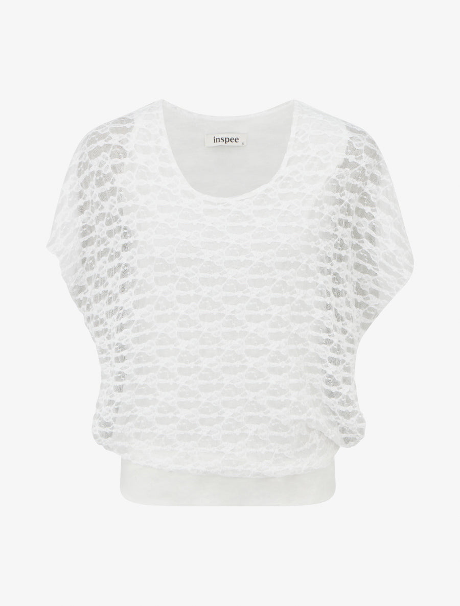 Top boule en dentelle - Blanc - 1