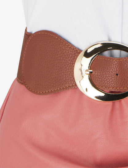 Robe bimatière à col V - Rose saumon - 3