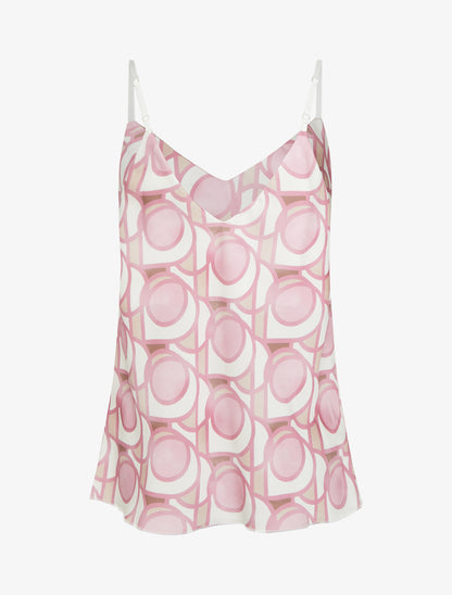 Caraco satiné imprimé graphique - Rose - 2