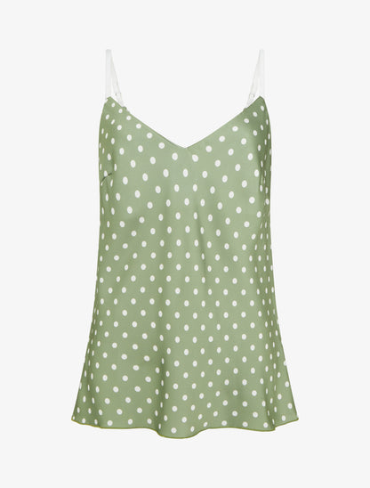 Caraco satiné imprimé à pois - Kaki - 1