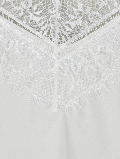 Caraco à col V en dentelle - Blanc - 3