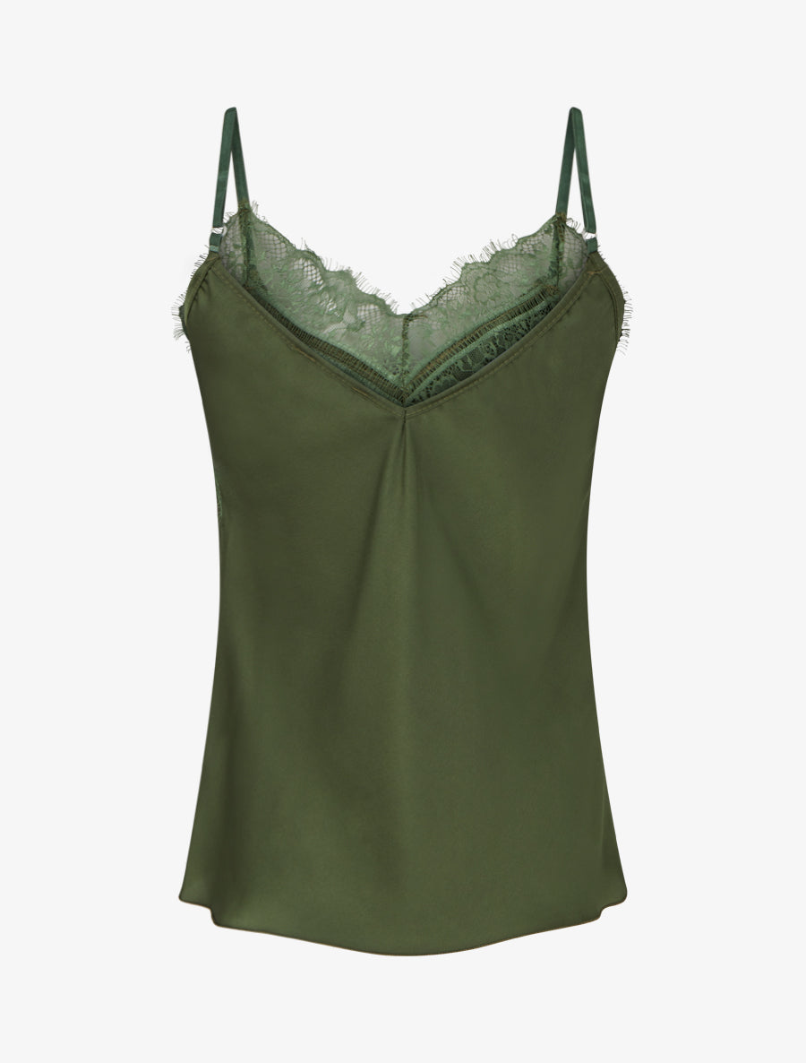 Caraco à col V en dentelle - Kaki - 2