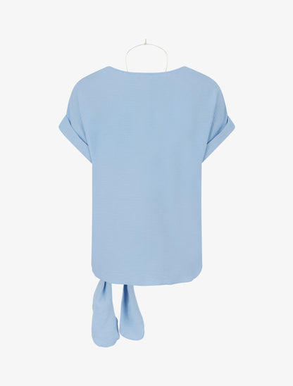 Top manches courtes à nouer - Bleu ciel - 2