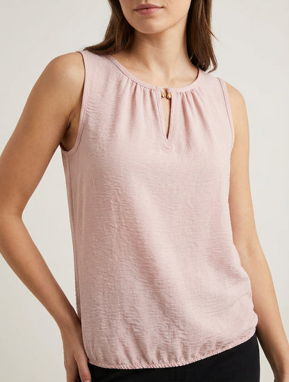 Top élastiqué à empiècement bijou - Vieux rose