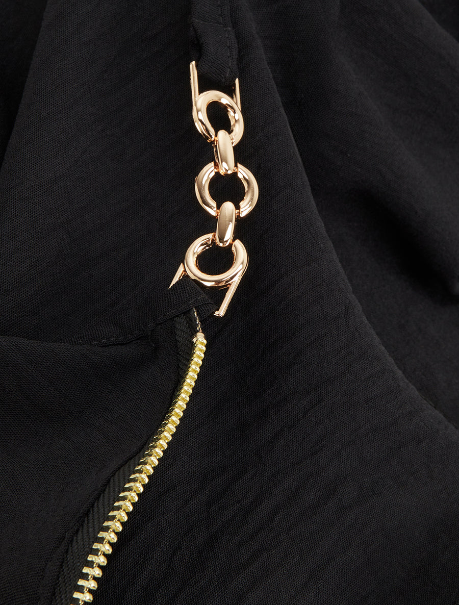 Caraco uni à col V zippé - Noir - 3