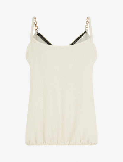 Caraco uni à col V zippé - Beige - 2