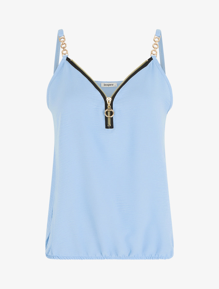 Caraco uni à col V zippé - Bleu ciel - 1