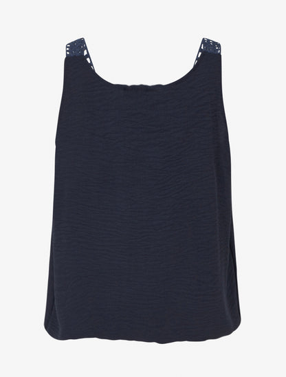 Top sans manches à dentelle et crochet - Marine - 2