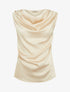 Top satiné à col bénitier - Beige - 1