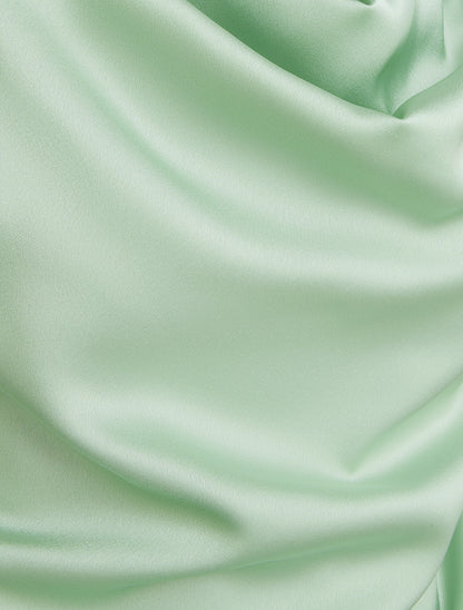 Top satiné à col bénitier - Vert menthe - 3