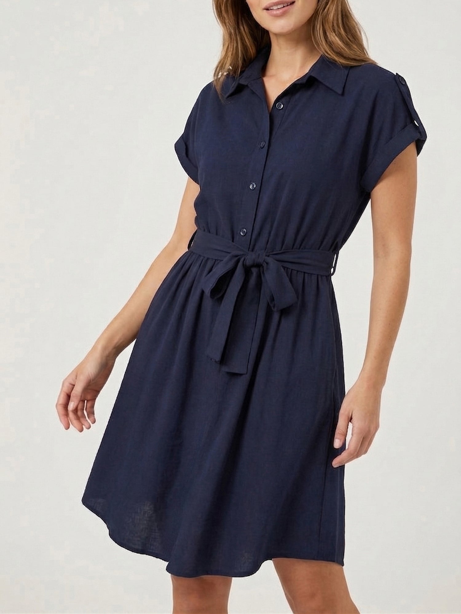 Robe chemise à manches courtes - Marine