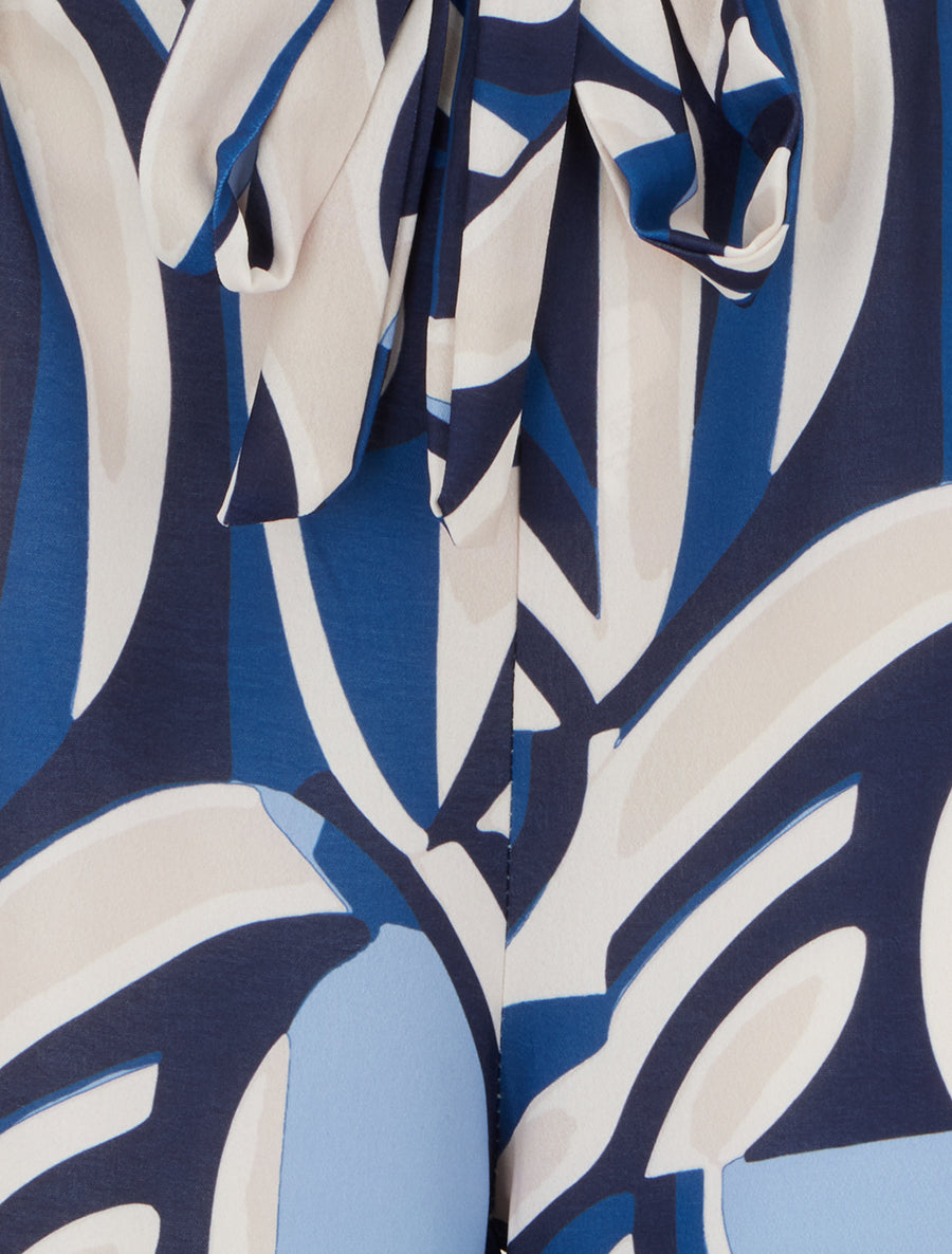 Pantalon ample imprimé graphique - Bleu - 3