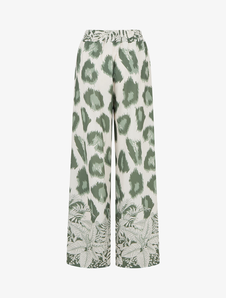 Pantalon ample imprimé léopard fantaisie - Kaki - 2