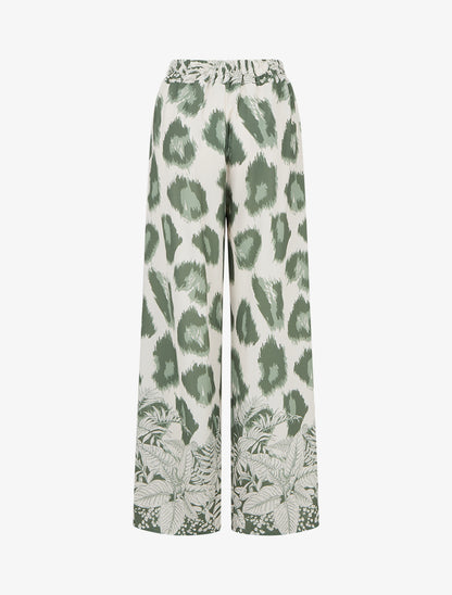 Pantalon ample imprimé léopard fantaisie - Kaki - 2
