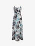 Robe longue à dos élastiqué imprimé feuillage - Noir - 1