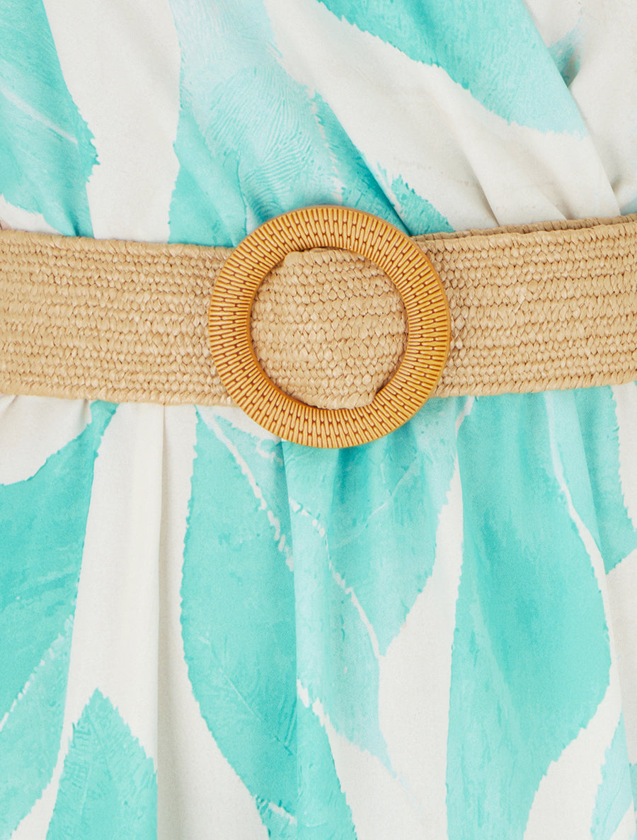 Robe imprimé feuilles à col cache-coeur - Vert menthe - 3