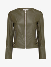 Veste moulante en simili - Kaki - 1