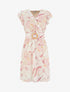 Robe mi-longue imprimé grandes fleurs à boucle - Rose - 1