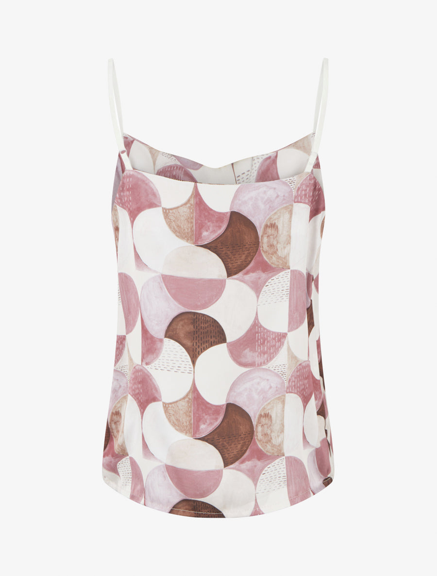 Caraco satiné imprimé rétro - Vieux rose - 2