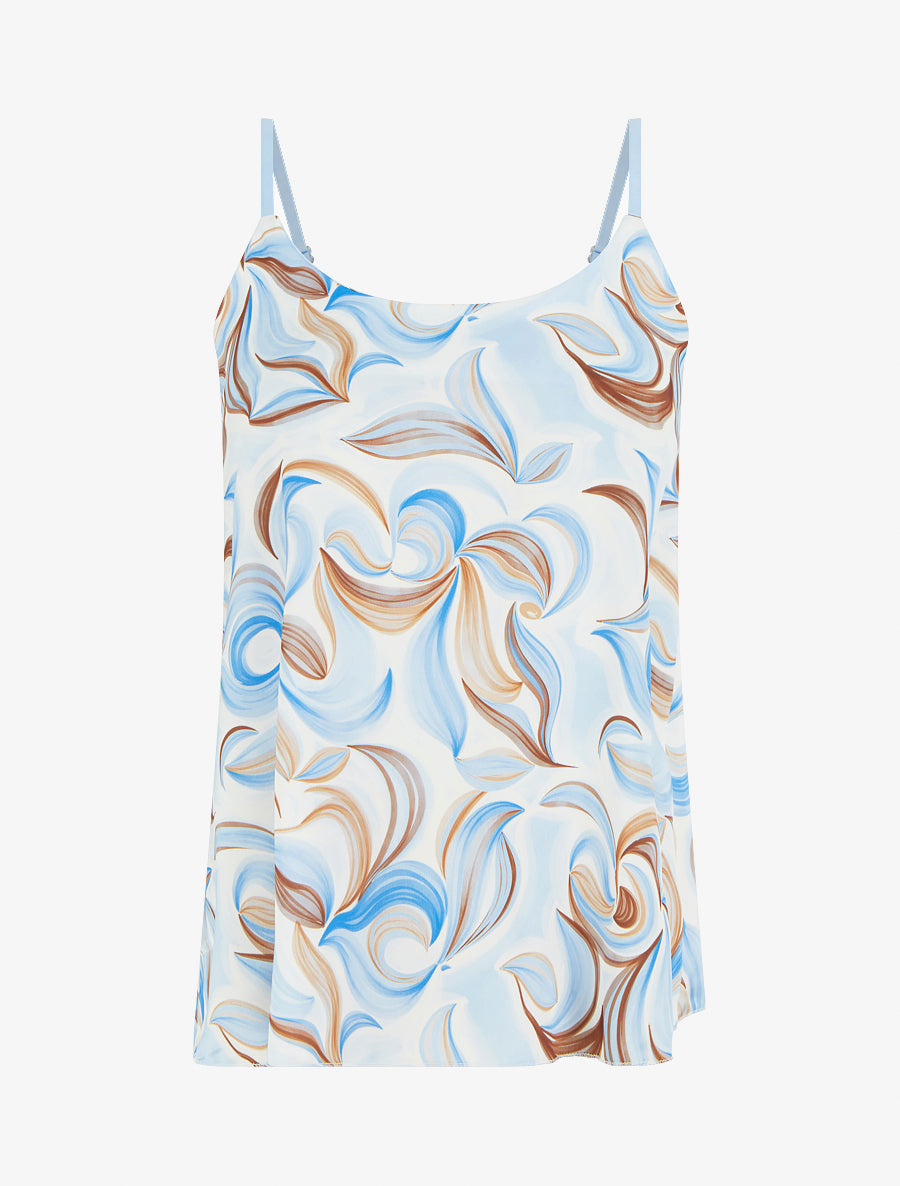 Caraco satiné imprimé fantaisie - Bleu ciel - 1