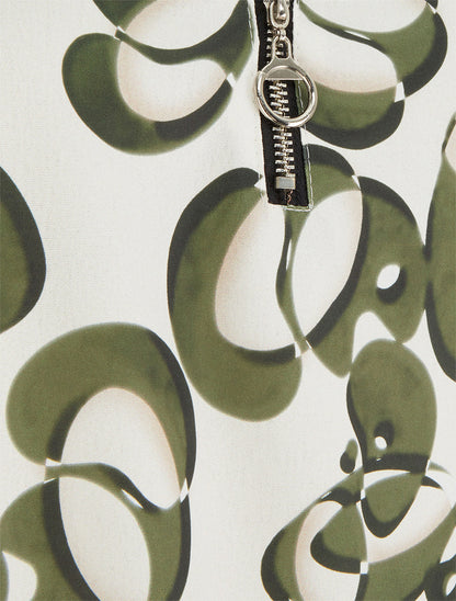 Caraco zippé imprimé graphique - Kaki - 3