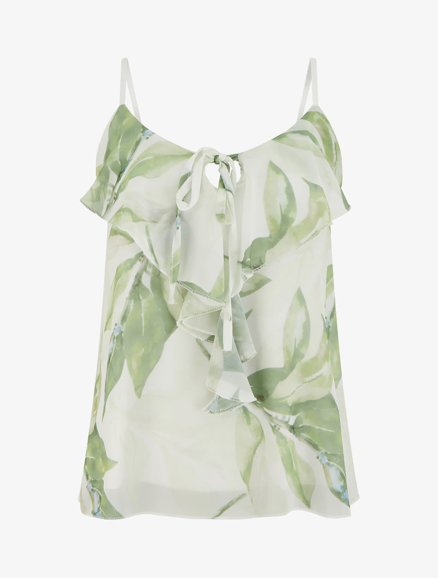 Caraco à col V volanté imprimé floral - Vert - 1