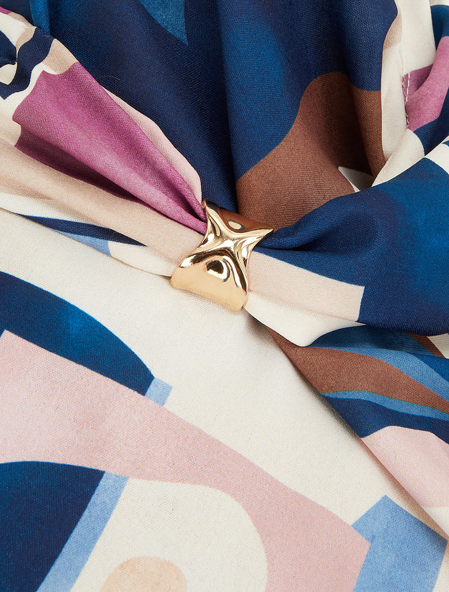 Top droit imprimé graphique à bretelles bijoux - Marine - 3