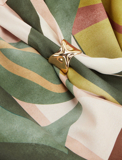 Top droit imprimé graphique à bretelles bijoux - Kaki - 3