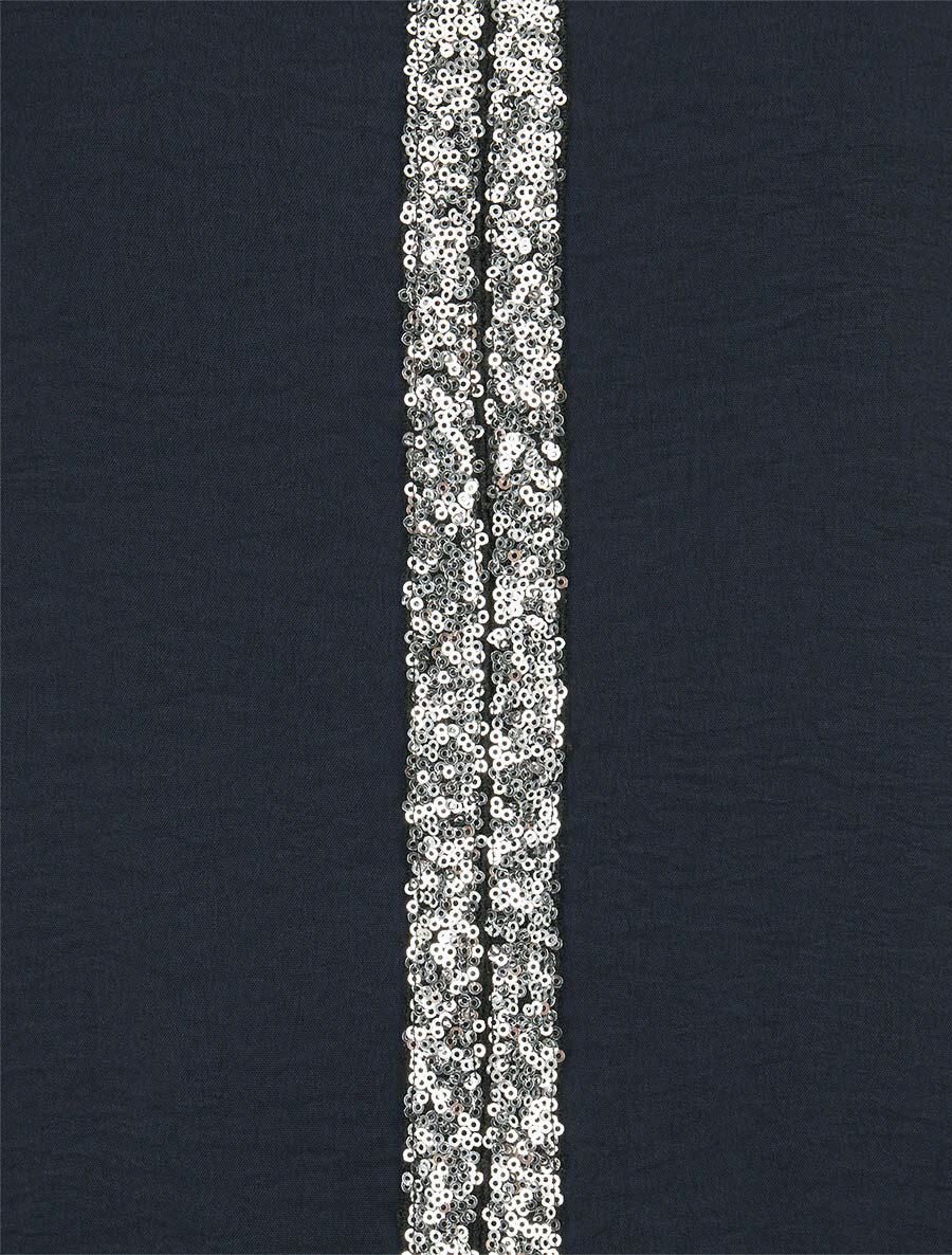 Blouse fluide à bande en sequins - Marine - 3