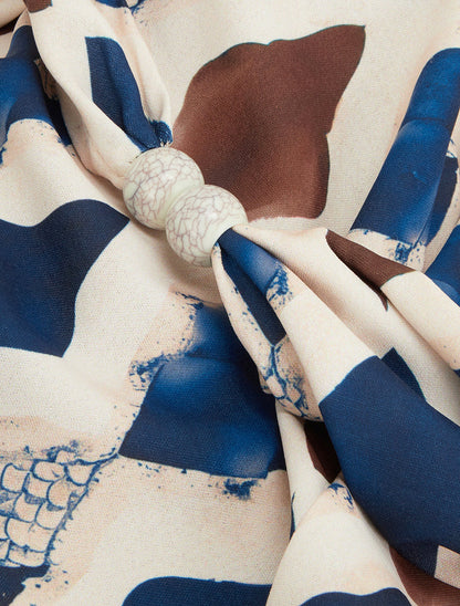 Top imprimé graphique à bretelles perlées - Marine - 3