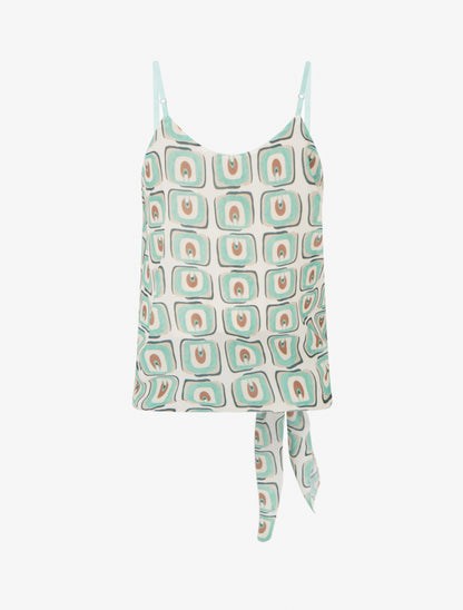 Caraco imprimé graphique à nouer - Vert d&