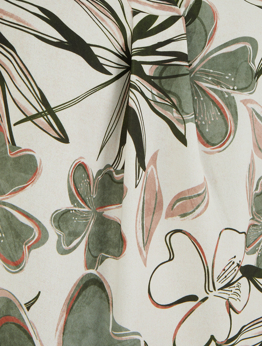 Top droit sans manches imprimé hibiscus - Kaki - 3