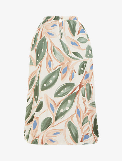 Top boule à col américain imprimé végétal - Kaki - 2