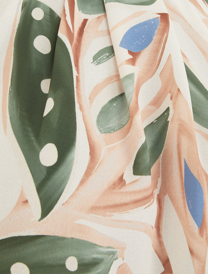 Top boule à col américain imprimé végétal - Kaki - 3