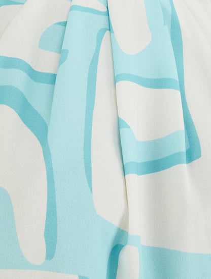 Top boule à col américain imprimé abstrait - Bleu clair - 3