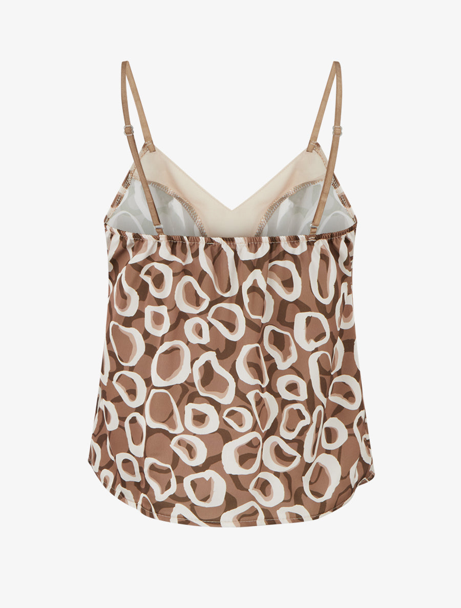 Caraco satiné imprimé graphique - Marron - 2