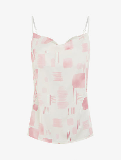 Caraco effet satiné à imprimé stylisé - Rose - 1