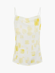 Caraco effet satiné à imprimé stylisé - Jaune - 1