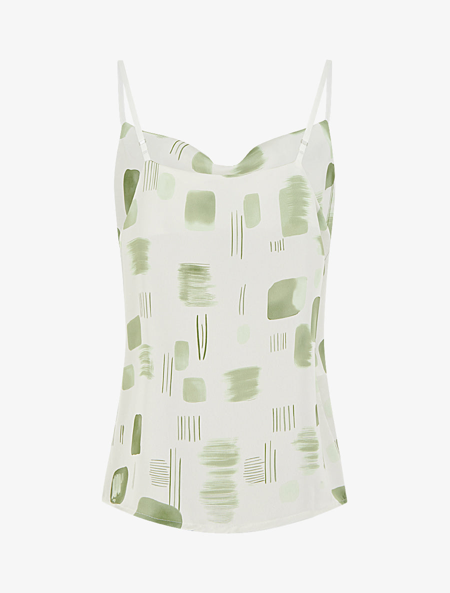 Caraco effet satiné à imprimé stylisé - Kaki - 2