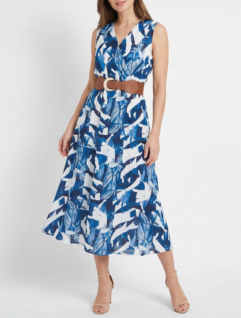 Robe sans manches imprimé fantaisie - Marine