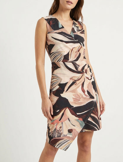 Robe style portefeuille sans manches imprimé fleurs de lys - Noir