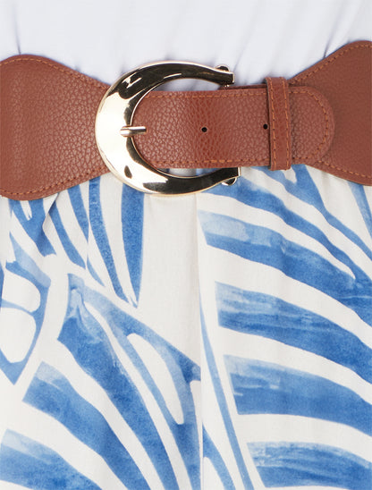 Robe longue sans manches imprimé feuilles - Bleu clair - 3