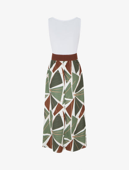 Robe longue sans manches imprimé graphique - Kaki - 2